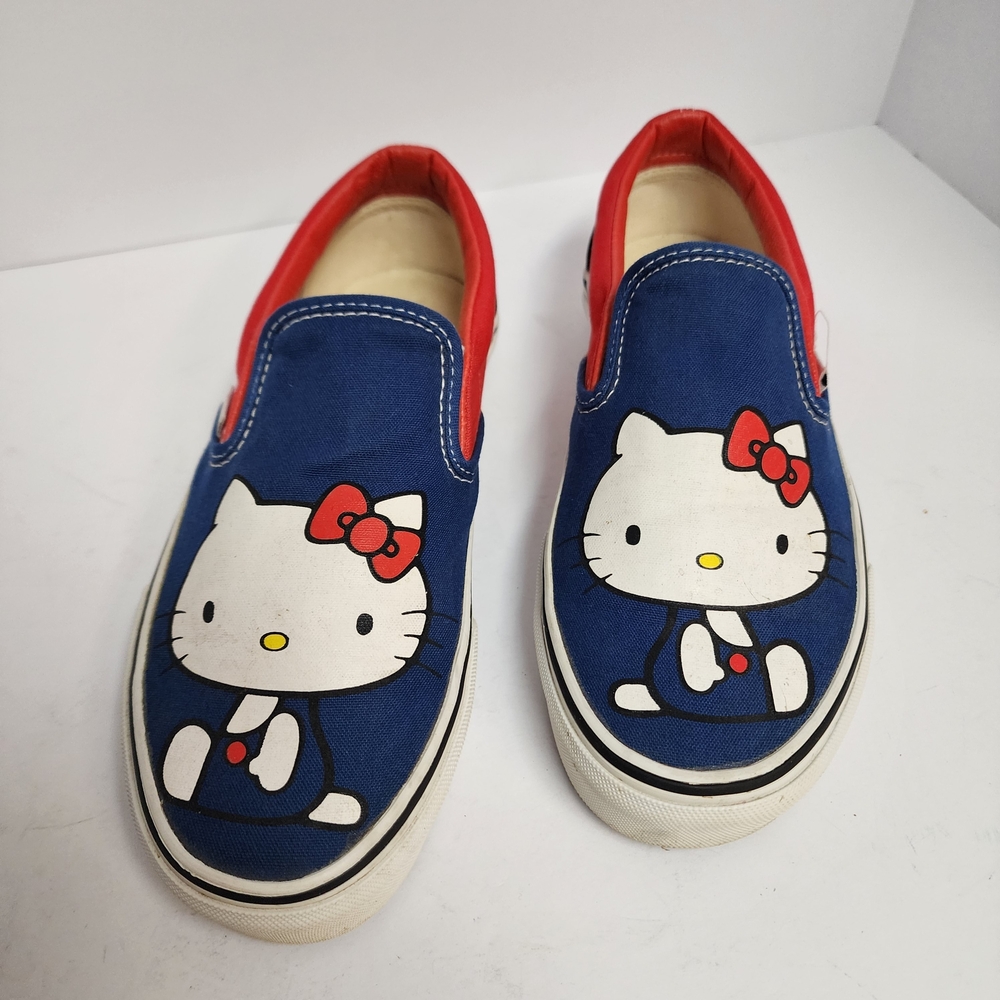 Vans Hello Kitty Slip-On Canvas Shoes Blue & Red Women's Sz 8.5